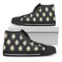 Spruce Blue And Beige Argyle Print Black High Top Shoes