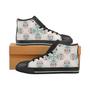 Square floral indian flower pattern Women's High Top Shoes Black