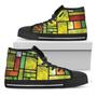 Square Stained Glass Mosaic Print Black High Top Shoes