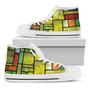 Square Stained Glass Mosaic Print White High Top Shoes
