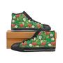 Strawberry Leaves Pattern Men's High Top Shoes Black