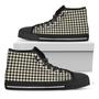 Tan And Black Houndstooth Pattern Print Black High Top Shoes