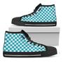 Teal And White Gingham Pattern Print Black High Top Shoes