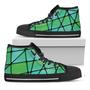 Teal Stained Glass Mosaic Print Black High Top Shoes