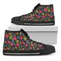 Tropical Bird Of Paradise Pattern Print Black High Top Shoes