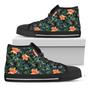 Tropical Leaf And Hawaiian Flower Print Black High Top Shoes