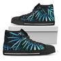 Turquoise Tropical Leaves Print Black High Top Shoes