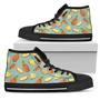 Watercolor Pineapple Pattern Print Men's High Top Shoes