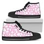 White And Pink Cow Print Women's High Top Shoes