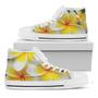 White And Yellow Plumeria Flower Print White High Top Shoes