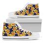 Yellow Watercolor Lily Pattern Print White High Top Shoes