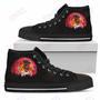 Mens Womens Chicago Blackhawks High Top Shoes Halloween Orange Moon Mystery Custom Canvas Shoes