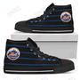 Mens Womens New York Mets High Top Shoes Edge Straight Perfect Circle Shoes