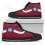 Mens Womens Texas Rangers High Top Shoes Simple Van Sun Flame Shoes