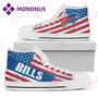 Mens Womens Vintage America Flag Buffalo Bills High Top Shoes White For Men And Women Nice And Comfortable