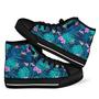 Pink Floral Tropical Palm Leaves Hawaiian Men Women's High Top Shoes