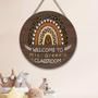 Wooden Welcome Signs, Doorplate Welcome to My Classroom Custom Round Wood Sign