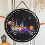Happy Halloween Boo Gnome Truck Round Wood Sign