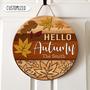 Hello Autumn Custom Round Wood Sign