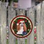 Merry Christmas Cavalier King Charles Spaniel Round Wood Sign