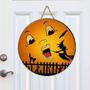 Moon Vintage Halloween Door Hanger Round Wood Sign