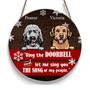 Ring The Doorbell Cute Dog Christmas Custom Round Wood Sign