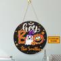 Round Wooden Boo Halloween Custom Round Wood Sign
