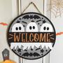 Welcome Halloween Party Round Wood Sign