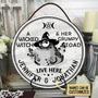 Witch Wicked Witch Live Here White Custom Round Wood Sign