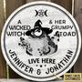 Witch Wicked Witch Live Here White Custom Round Wood Sign