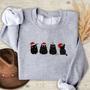 Embroidered Cat, Christmas Sweatshirt, Cat Mom Sweater, Embroidered Sweatshirt, Cat Lovers Gift