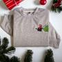 Embroidered Christmas Cat Sweatshirt, Embroidered Black Cat For Cat Lover