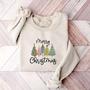 Merry Christmas Trees Machine Embroidery Sweatshirt, Best Gift For Christmas
