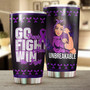 Cancer Survivor Strong Woman Personalized Steel Tumblergift For Cancer Patient Woman Purple Ribbon Tumblercancer Treatment Care Gift