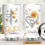 God Is My Sunshine Classic Personalized Sunflower And Cross Stainless Steel Tumbler