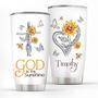 God Is My Sunshine Classic Personalized Sunflower And Cross Stainless Steel Tumbler