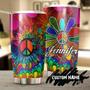 Gift For Women Wife Mom Grandma Girlfriend, Hippie Colorful Sunflower Peace Lover Freedom Personalized Stainless Steel 20oz Tumbler, boho hippie Gypsy Bohemian Gift For Her sunflower Gift