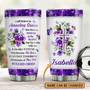 I Still Believe In Amazing Grace Fancy Personalized Foral Cross Stainless Steel Tumbler
