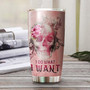 Skull Pink Flower I Do What I Want Personalized Fancy Unique Tumblerskull Tumblerskull Birthday Gift Christmas Gift For Her For Him