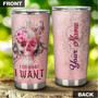 Skull Pink Flower I Do What I Want Personalized Fancy Unique Tumblerskull Tumblerskull Birthday Gift Christmas Gift For Her For Him