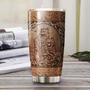 Gift For Him, Viking Stainless Steel 20oz Tumbler, Viking Wolf Metal Texture Silver Style Personalized Tumbler Wolf Lover Tumbler Birthday Gift For Your Man Husband Unique Present