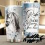 gift For Her Gift For Him, White Horse Worry Less Ride More Floral Personalized Stainless Steel 20oz Tumbler gift For Horse Lover Horse Rider
