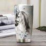 gift For Her Gift For Him, White Horse Worry Less Ride More Floral Personalized Stainless Steel 20oz Tumbler gift For Horse Lover Horse Rider