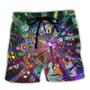 Hippie Funny Guitar Music Colorful Beach Short