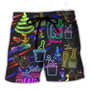 Wine Christmas Neon Art Drinking Beach Short