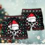 Christmas Skull Wearing Santa Claus Hat And Sweat Candy Beach Short