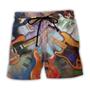 Guitar Abstract Colorful Lover Guitar Art Style Beach Short