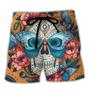 Skull And Butterfly Abstract Vintage Colorful Beach Short