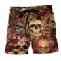 Skull Day Of The Dead Floral Beach Short