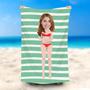 Personalized Green Stripe Sexy Bikini Face Beach Towel